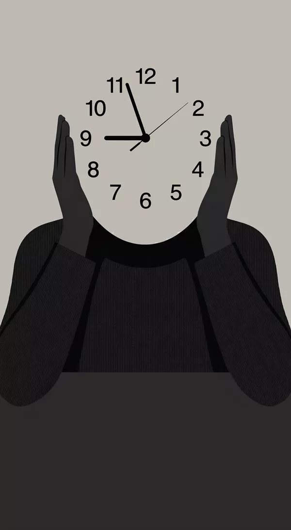 创意黑白色时钟人头4K手机壁纸