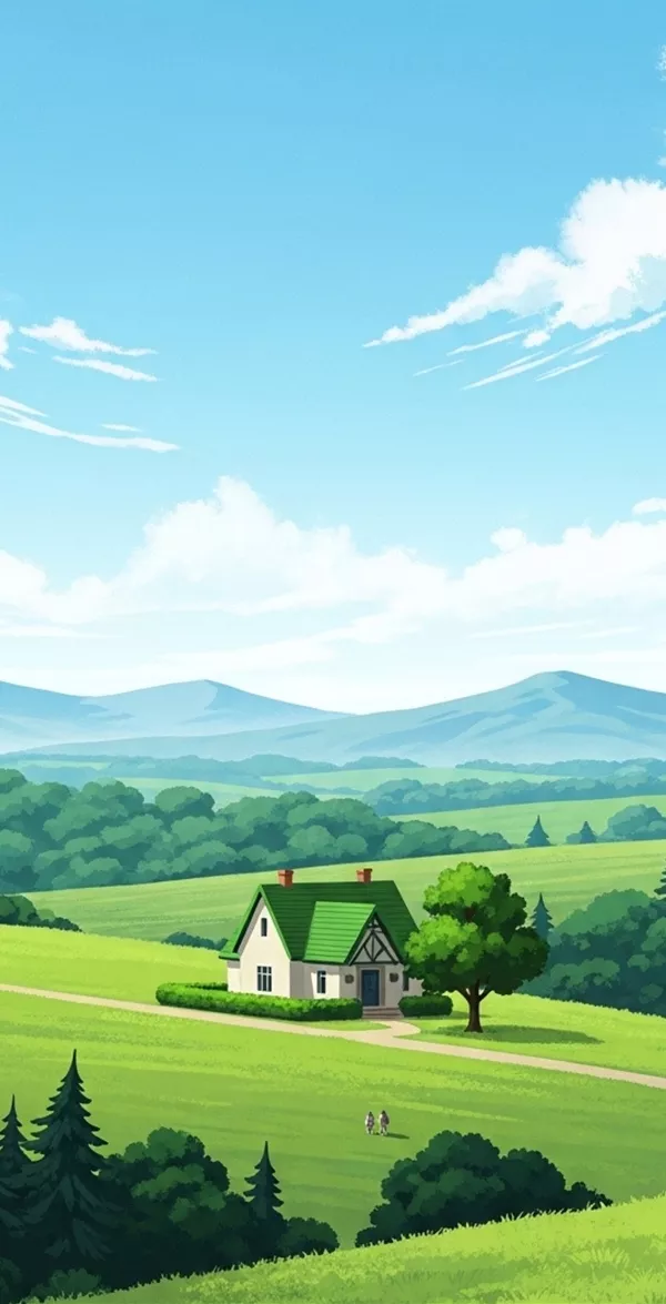 山野间的小木屋3K手机壁纸