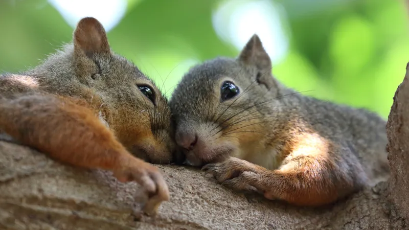 两只相爱的小松鼠