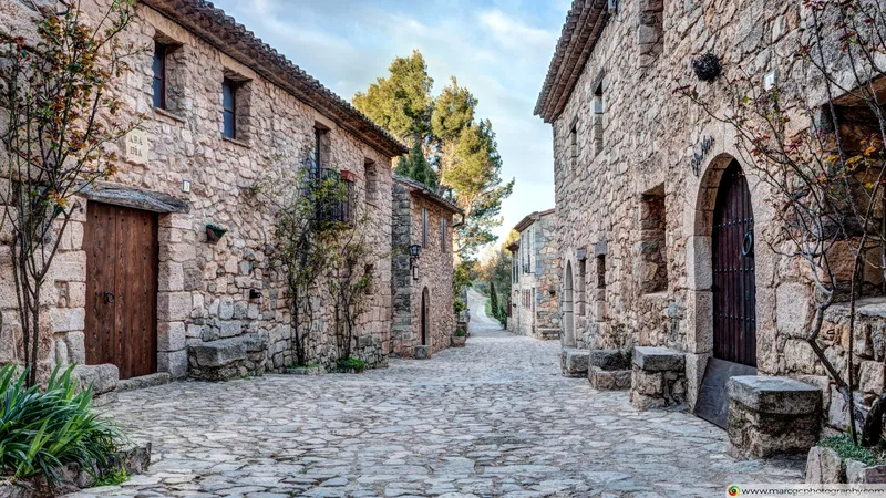 复古的石屋和石头戡平的路面