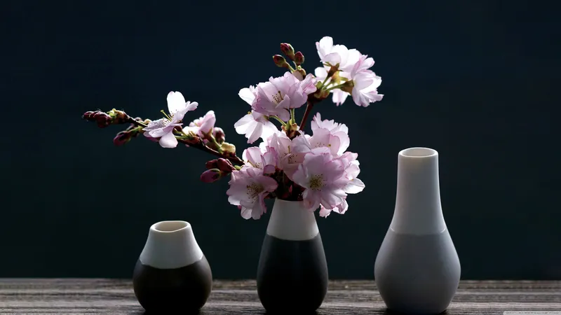 插在花瓶中的樱花