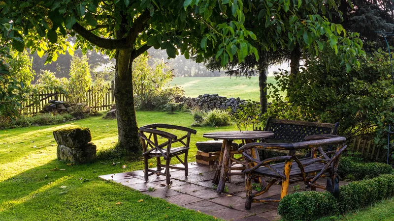 江边河岸边草地上的座椅