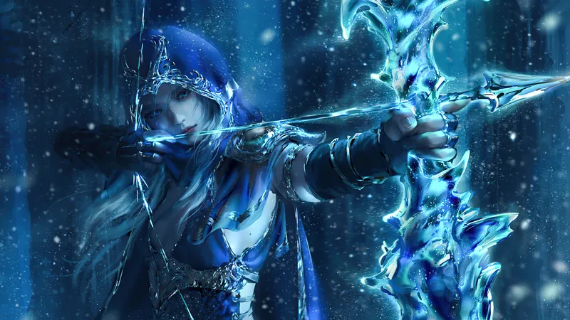 卡通美女射冰箭