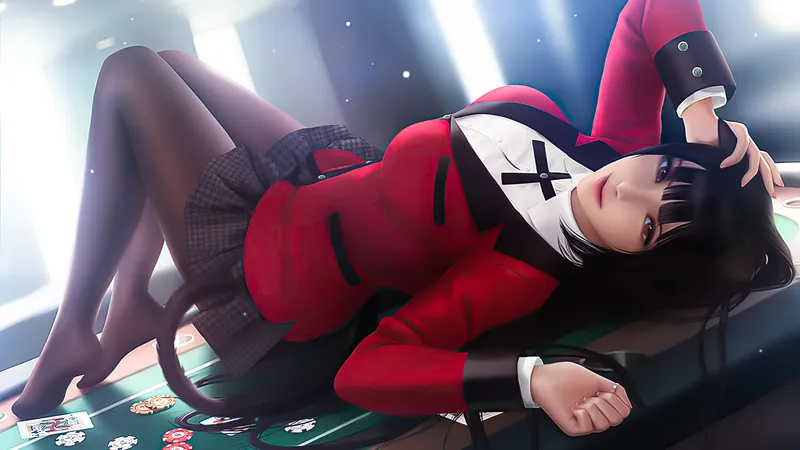 卡通美女躺在桌子上