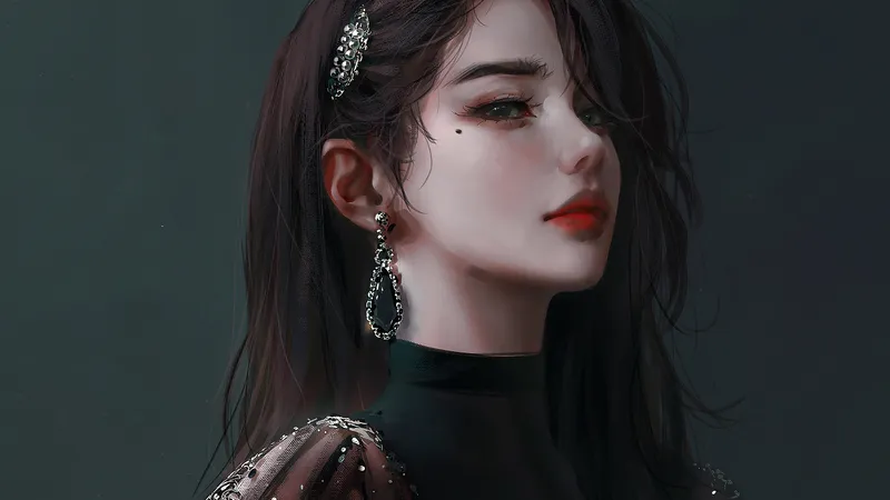 卡通美女面部特写