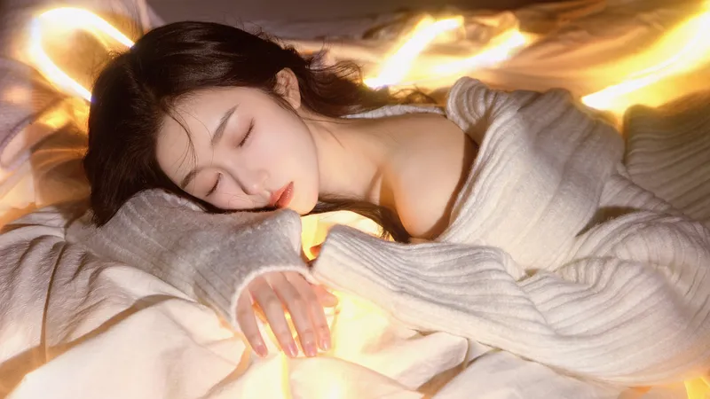 美女曹婉瑾趴着在睡觉