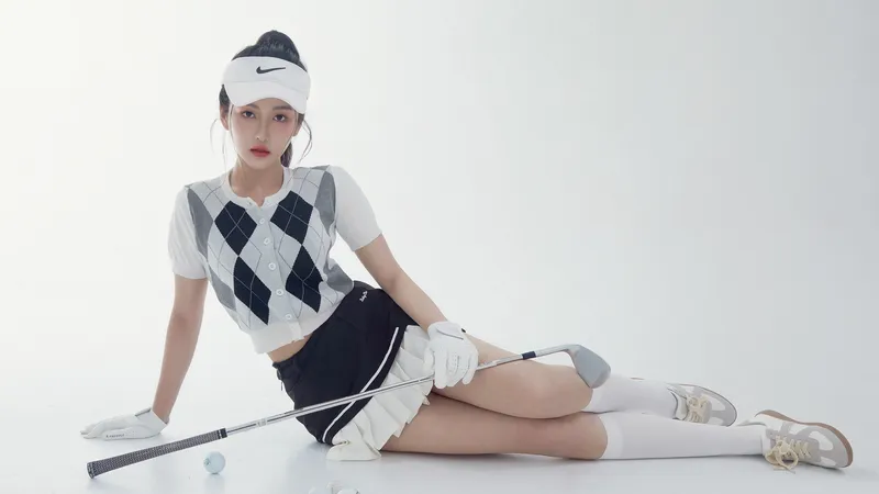 曹婉瑾高尔夫球杆和运动服