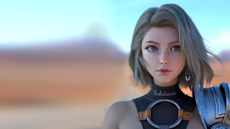 戴了金属挂件的卡通黄发美女