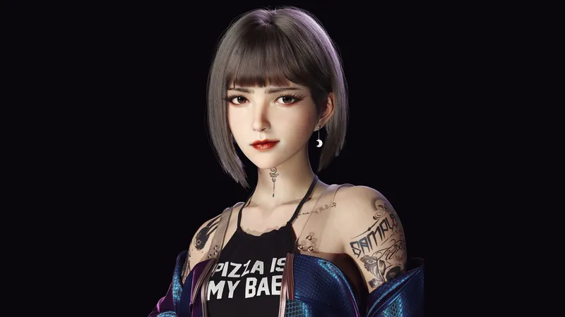 短发穿吊带背心的卡通美女