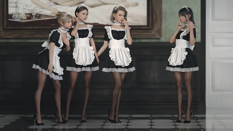 卡通女仆系列站立着的女仆