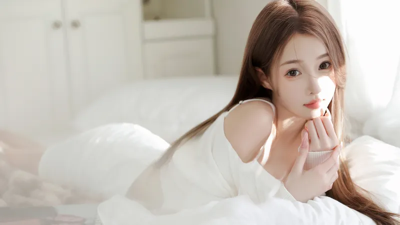 清纯居家美女 白色吊带裙