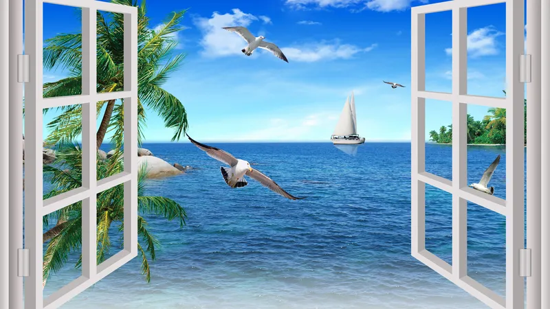 开窗看海的经典壁纸