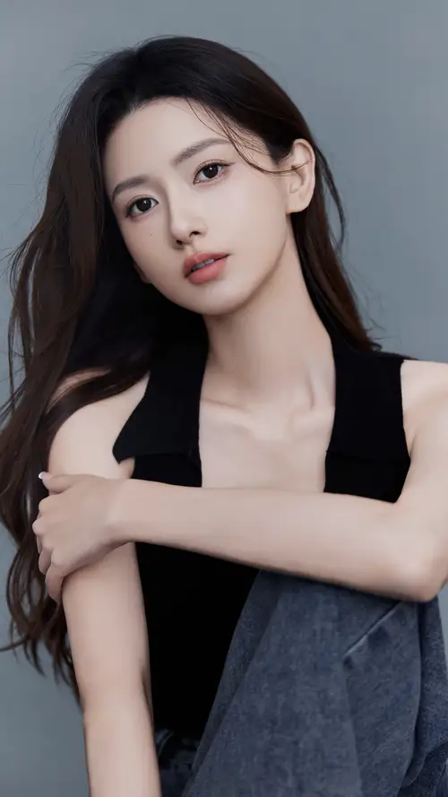 王秋紫穿着灰色上衣