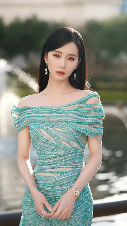 刘诗诗蓝色裙子正面照