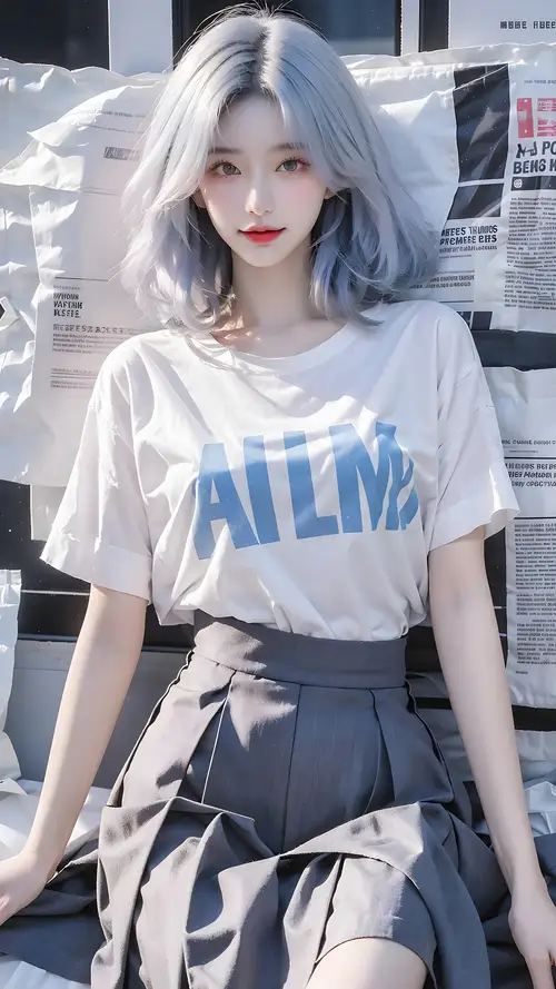 白色体恤卡通美女