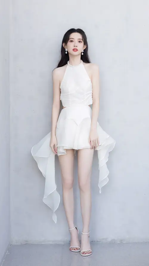 孟子义白色裙子露长腿