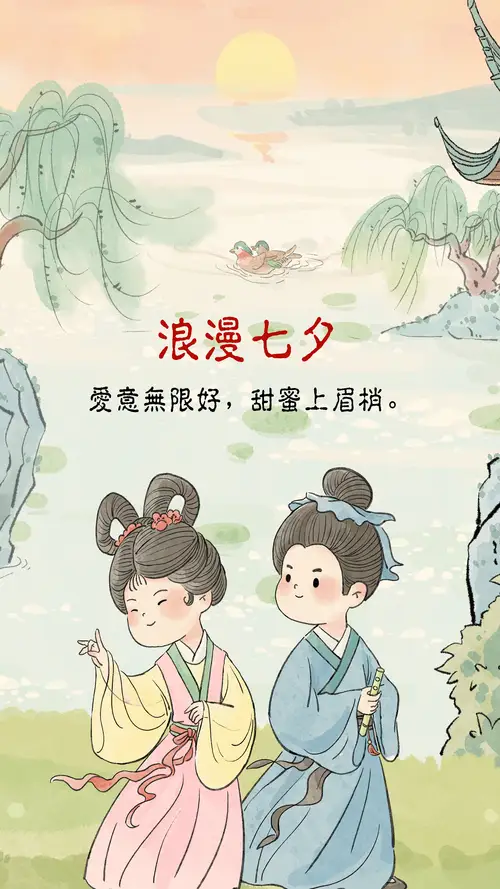 七夕节卡通男女壁纸