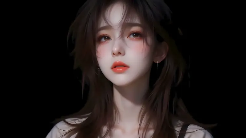 红唇长发卡通美女