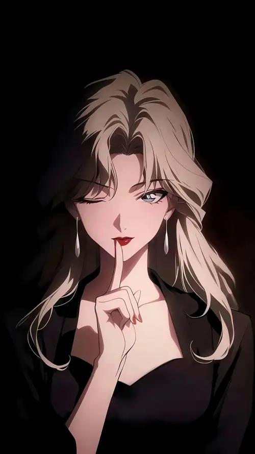 侦探柯南 贝尔摩德 嘘手势黑色背景