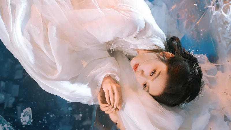 何瑞贤白色古风服躺着