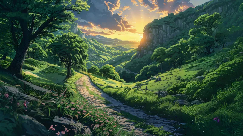 翠谷光径山谷绿道两边植物