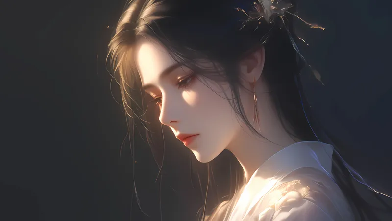 古风美女低头看地上