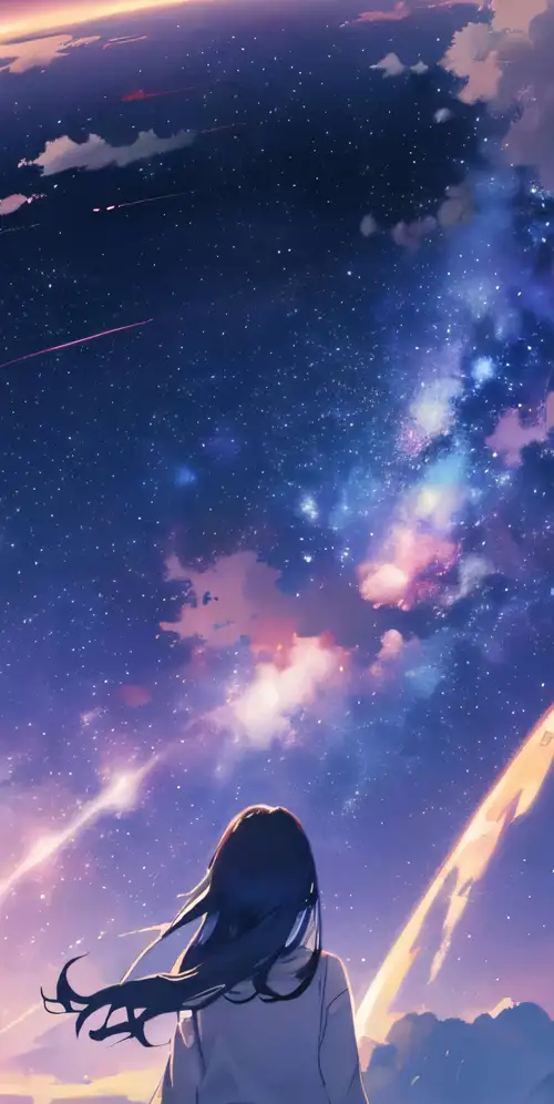 动漫女孩夜空3K手机壁纸
