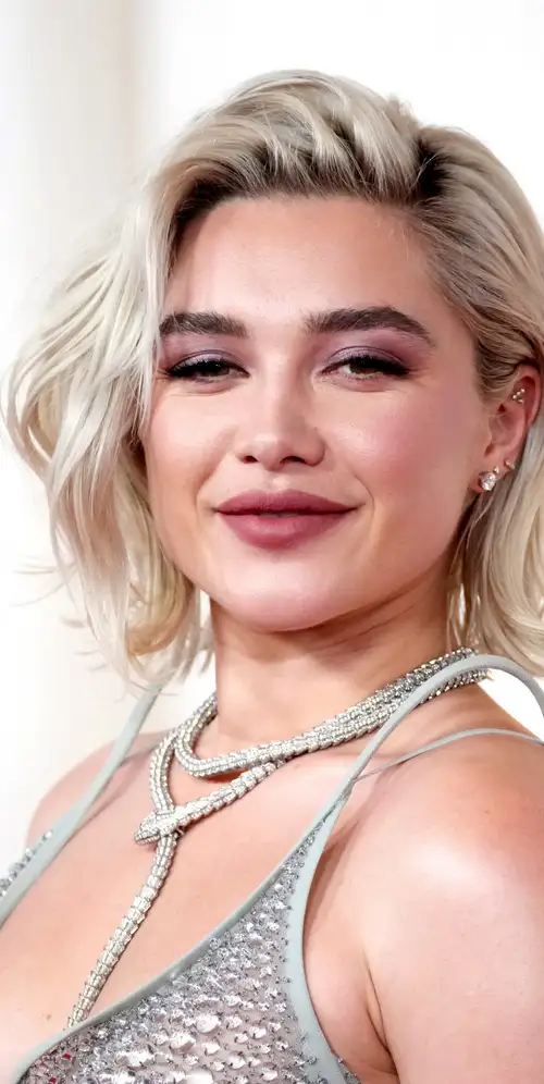 弗洛伦斯·普格|2024年奥斯卡|微笑|白色背景|英国女演员