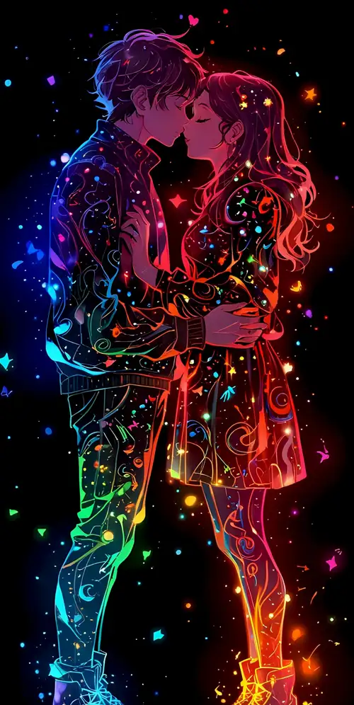 接吻情侣彩色艺术