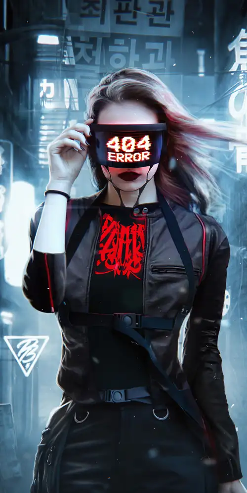404错误赛博朋克女孩