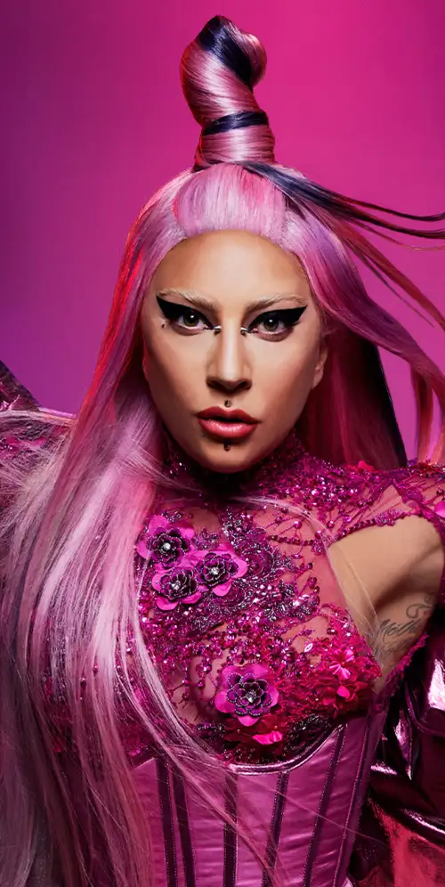 Lady Gaga粉色背景