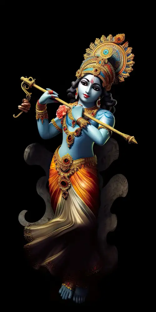 印度教神斯里·克里希纳黑色背景