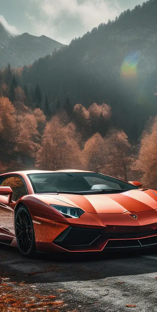 兰博基尼Aventador秋季背景