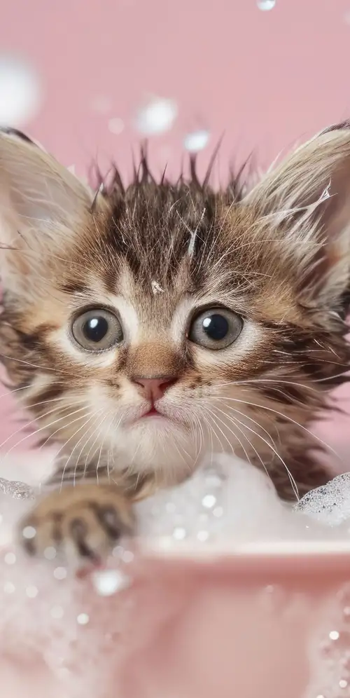 可爱的小猫洗澡时间