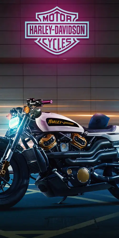 哈雷戴维森跑车S霓虹灯背景
