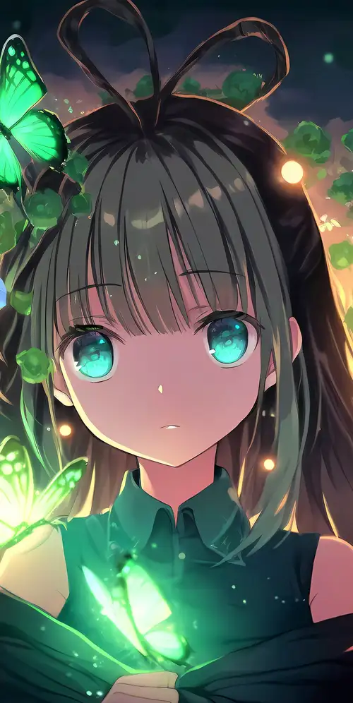 动漫女孩绿眼睛