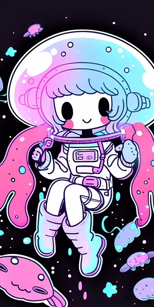 可爱的宇航员Kawaii女孩