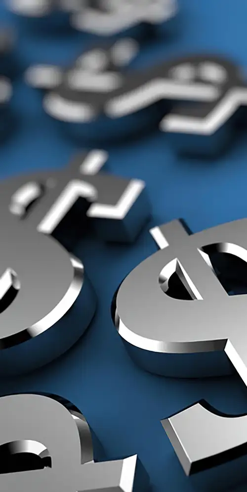 蓝色背景的3D美元