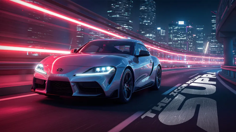 丰田Supra GT霓虹灯4K电脑壁纸