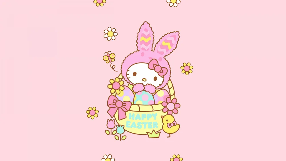 Hello Kitty复活节兔子4K电脑壁纸