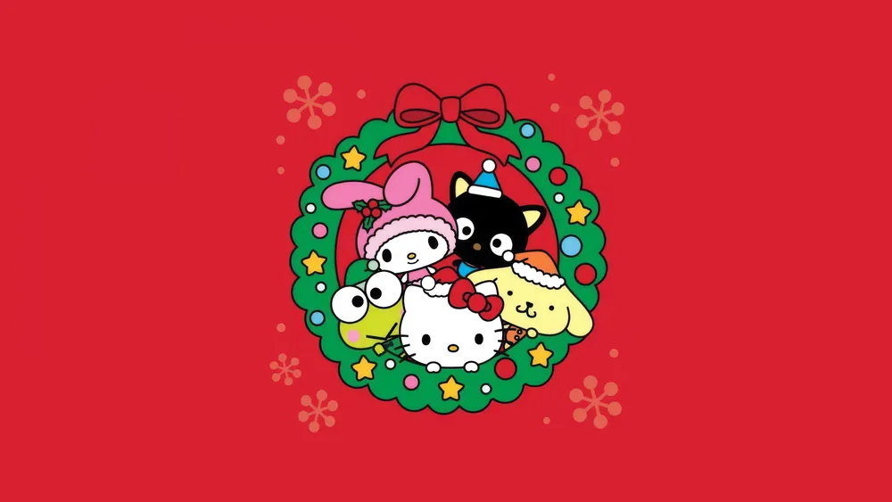 Hello Kitty和朋友们的圣诞装饰4K电脑壁纸
