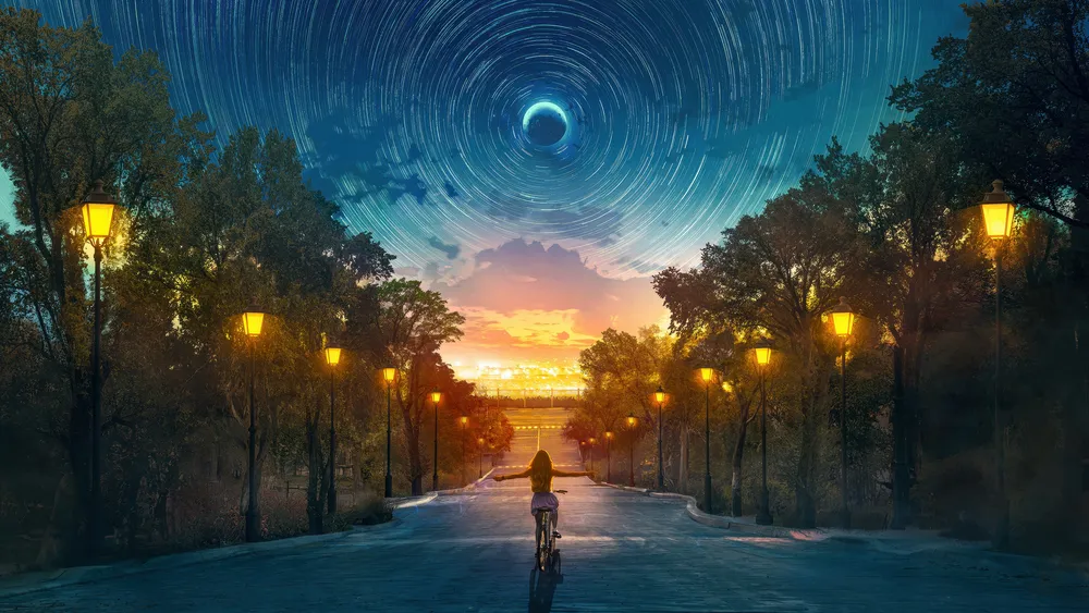 月亮之星轨迹4K电脑壁纸