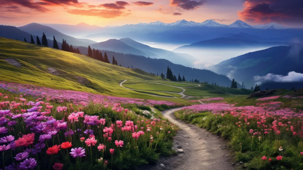 山地景观草地4K电脑壁纸