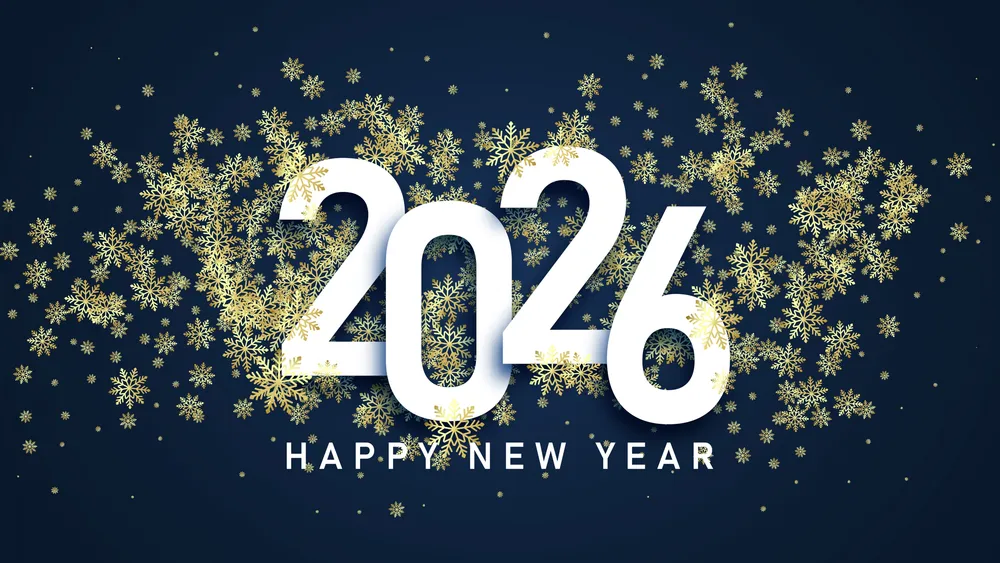 新年快乐2026雪花4K电脑壁纸
