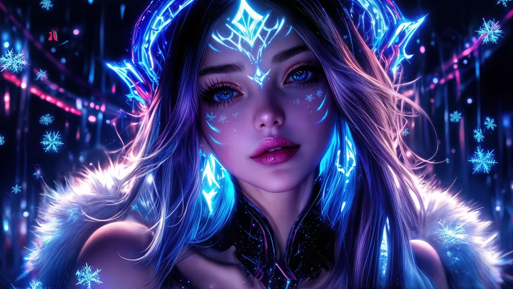 梦幻少女霓虹艺术4K电脑壁纸