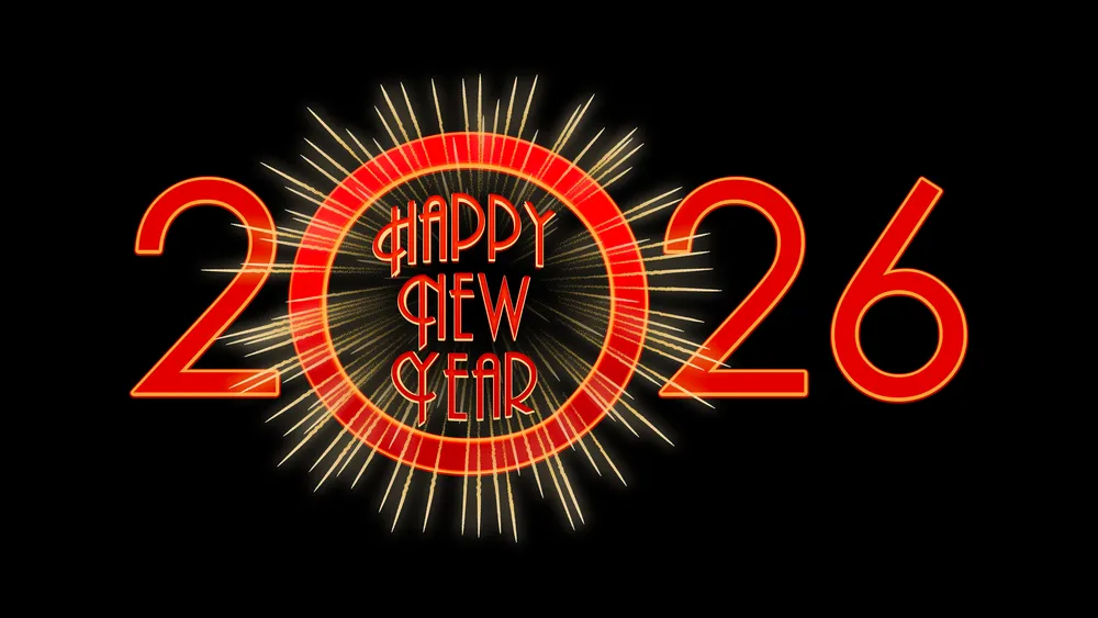新年快乐2026黑色背景4K电脑壁纸