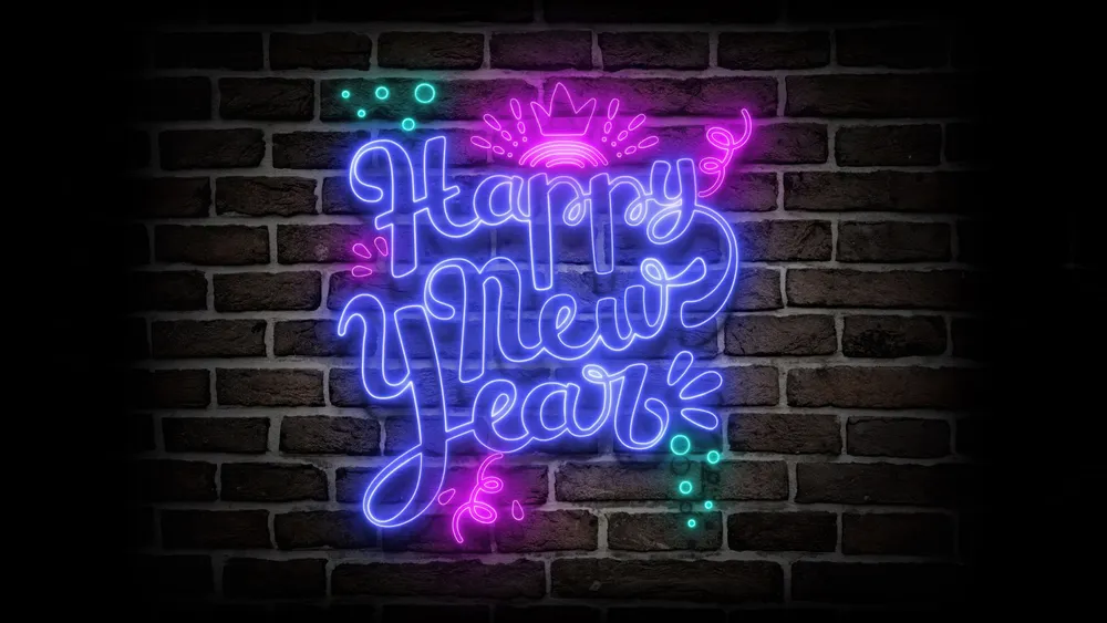 新年快乐霓虹灯
