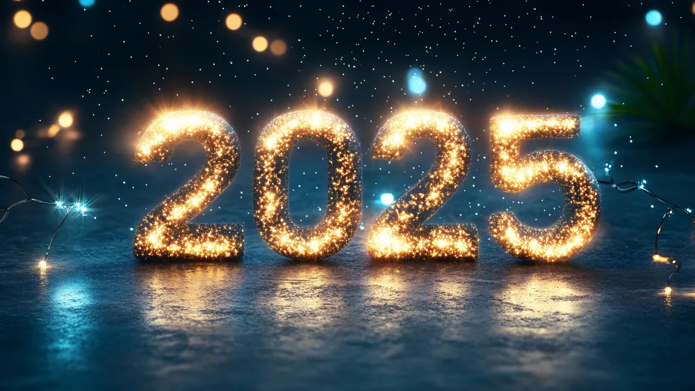 2025新年闪闪发光的信件4K电脑壁纸