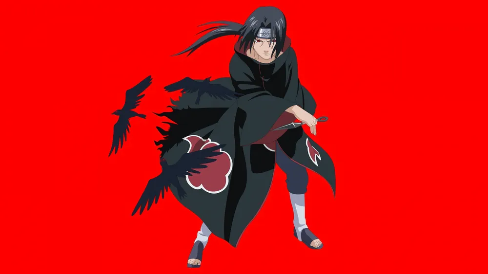 Itachi Uchiha红色背景4K电脑壁纸