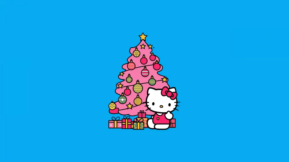 Hello Kitty圣诞树4K电脑壁纸